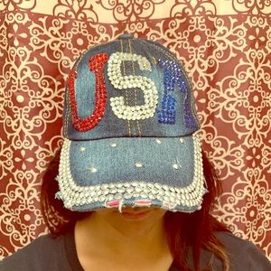 USA bejeweled jean hat